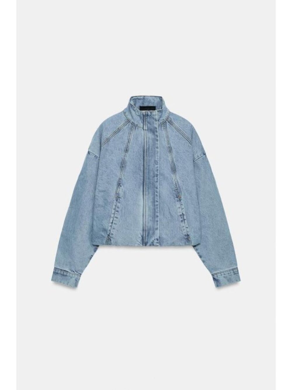 ZARA Z1975 HIGH NECK DENIM BOMBER JACKET